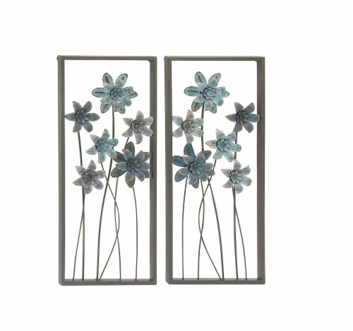 Juniper + Iris Metal Traditional Floral Wall Decor - Grey Perspective: front