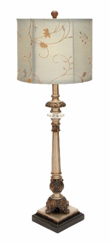 Juniper + Iris Hexagonal Polystone Floral Buffet Lamps - Gold Perspective: front