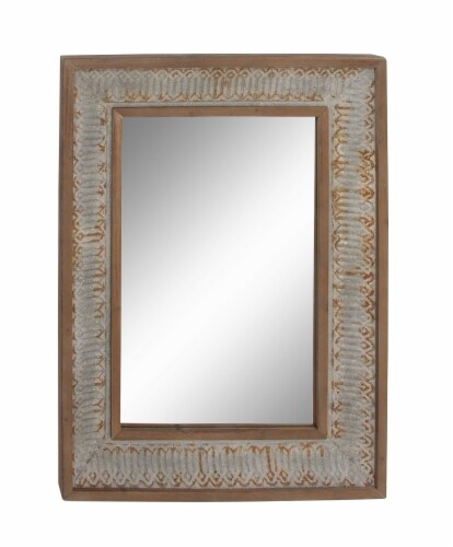 Juniper + Iris Farmhouse Wood Wall Mirror - Gray Perspective: front