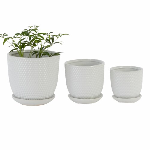 Juniper + Iris Stoneware Contemporary Planter - White Perspective: front