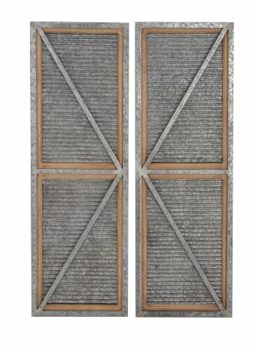 Juniper + Iris Metal Farmhouse Abstract Barn Doors Wall Decor - Gray Perspective: front