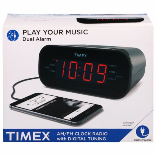 Timex Dual Alarm AM/FM Clock Radio - Black Perspective: front