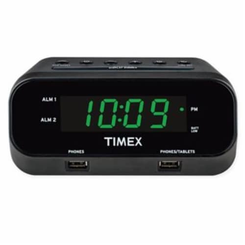 Timex® Rediset Dual Alarm Clock With Dual USB Charging Ports Perspective: front