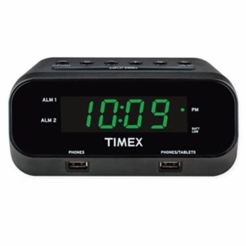 Timex® Rediset Dual Alarm Clock With Dual USB Charging Ports Perspective: front