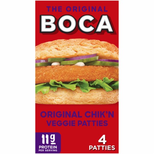 BOCA Original Vegan Chik'n Veggie Patties, Box Perspective: front