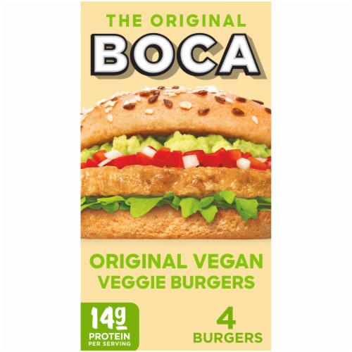 Boca Original Non-GMO Soy Vegan Veggie Burgers Perspective: front