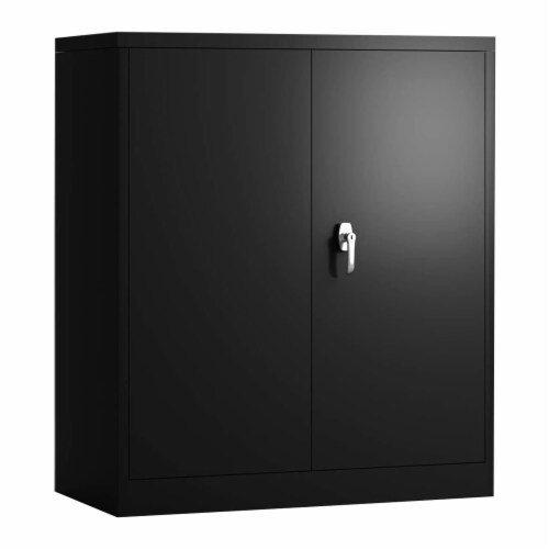 Aobabo 41.6 Inch Locking Metal Storage Cabinet with 2 Adjustable Shelves, Black Perspective: front