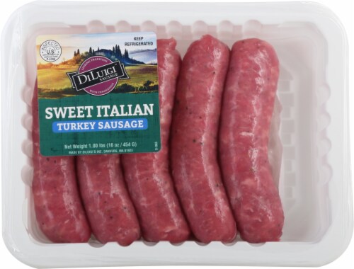 DiLuigi Foods Sweet Italian Turkey Sausage Links Perspective: front