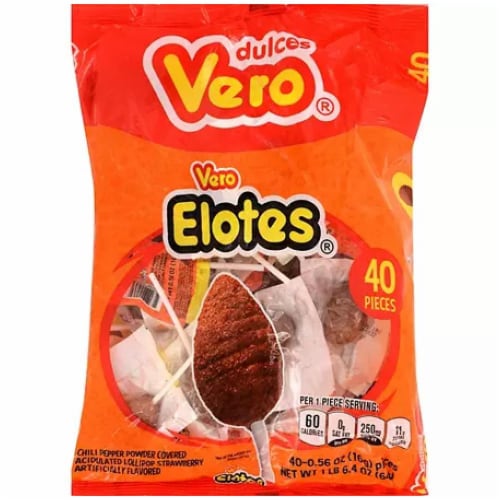 Vero® Elotes® Strawberry & Chili Lollipops Perspective: front