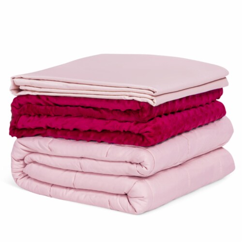 25lbs Heavy Weighted Blanket 3 Piece Set w Hot Cold Duvet Covers