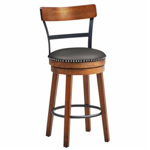 Gymax 25.5'' BarStool Swivel Counter Height kitchen Dining Bar Chair w/Rubber Wood Legs Perspective: front