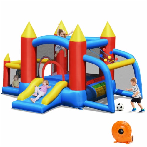 Kid Inflatable Bounce House Slide Jumping Castle w Soccer Goal