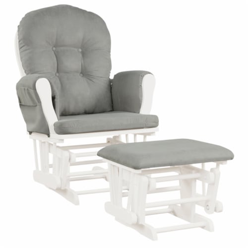 Baby Nursery Relax Rocker Rocking Chair Glider Ottoman Set w Cushion Light Grey 1 unit Fred Meyer
