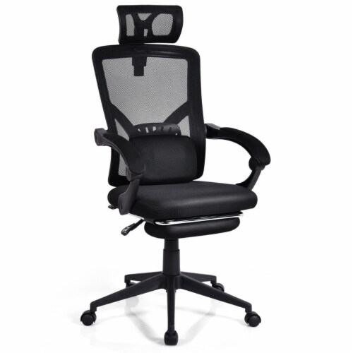Gymax mesh office chair recliner high shop back adjustable with headrest & lumbar support