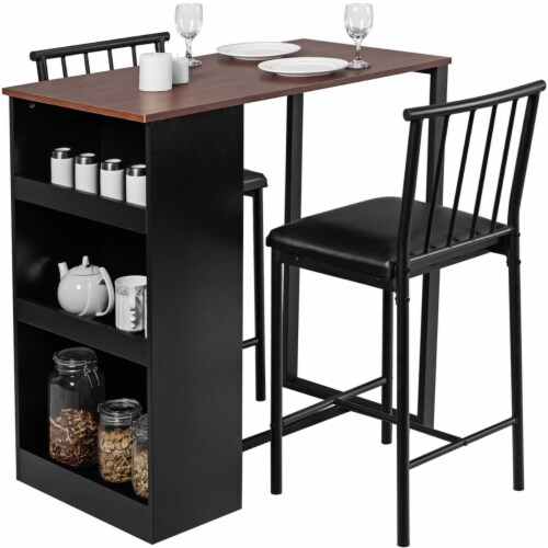 3 Piece Counter Height Pub Dining Set Kitchen Table Chairs w Storage Espresso 1 unit Fred Meyer