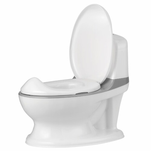 Gymax Realistic Potty Training Toilet Kids Toddlers w/ Flush Sound Blue/Gray/Pink Grey Perspective: front
