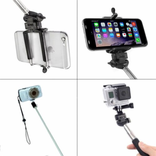 Monopod Selfie Handheld Extendable Stick For Gopro Hero, Smartphone, Camera Perspective: front