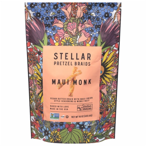 Stellar Snacks Maui Monk Pretzel Braids Perspective: front