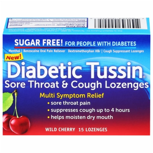 Diabetic Tussin Wild Cherry Sore Throat & Cough Lozenges Perspective: front