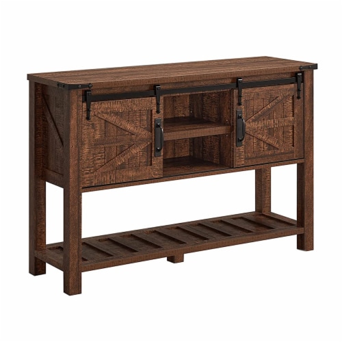 Farmhouse entry table with barn doors discount