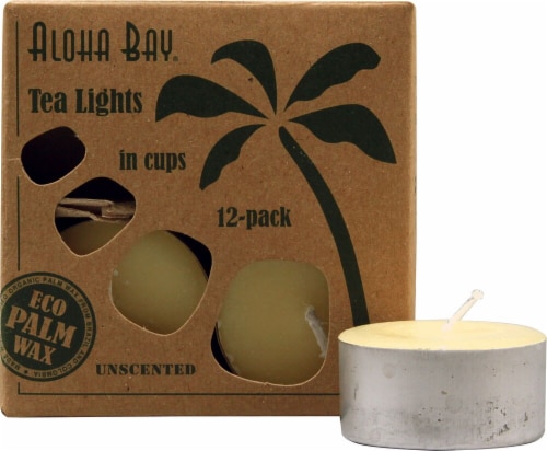 Aloha Bay Unscented Palm Wax Tealight Candles - Cream Perspective: front