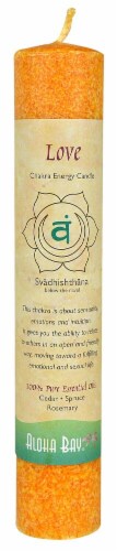 Aloha Bay Love Chakra Pillar Candle Perspective: front