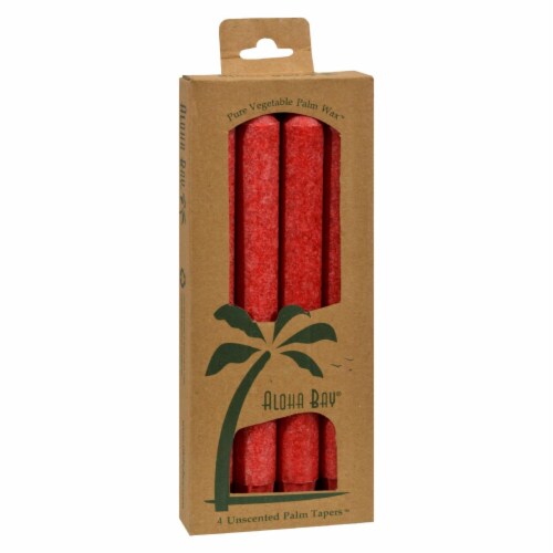 Aloha Bay - Palm Tapers - Red - 4 Candles - Pack of 3 Perspective: front