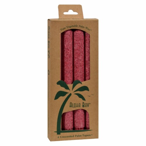 Aloha Bay - Palm Tapers - Burgundy - 4 Candles - Pack of 3 Perspective: front