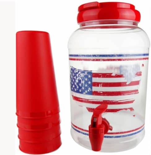 VM International American Flag Sun Tea Jar Perspective: front