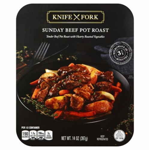 Knife & Fork Sunday Beef Pot Roast Meal Perspective: front