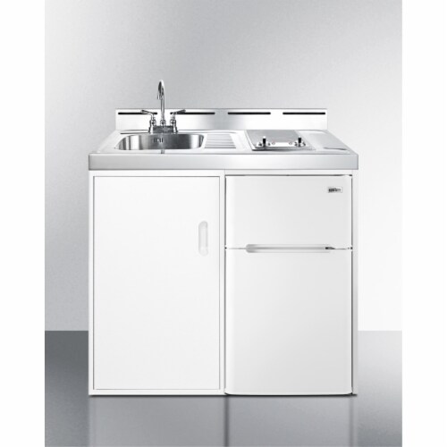 Summit C39ELGLASS 39 in. All-in-One Kitchen with Glass Cooktop - White Perspective: front