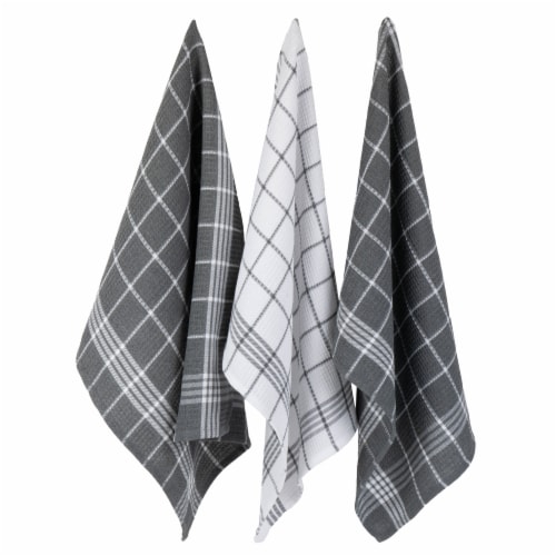 Design Imports 70330A Gray Waffle Weave Dishtowel & Dishcloth - Set of 8 Perspective: front
