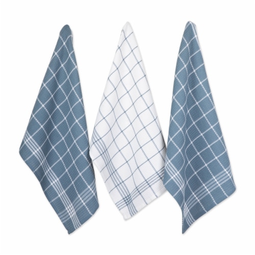 Design Imports 70332A Blue Waffle Weave Dishtowel Set - Set of 6 Perspective: front