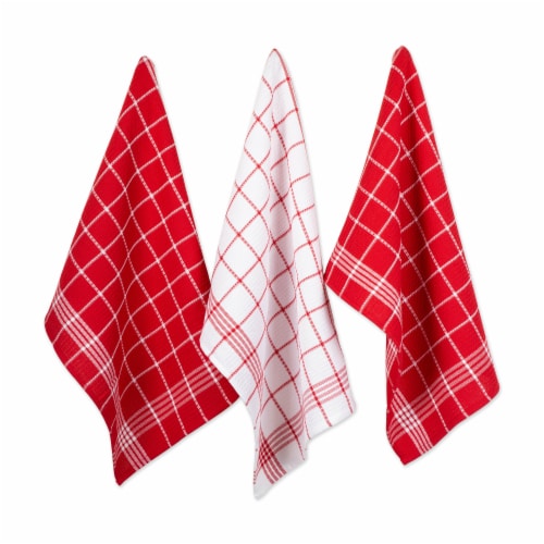 Design Imports 70333A Red Waffle Weave Dishtowel Set - Set of 6 Perspective: front
