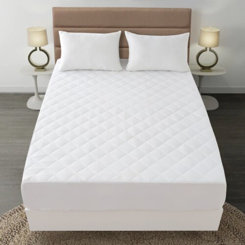 Lux Decor Collection Mattress Pad Quilted Fitted Mattress Topper - Twin Perspective: front