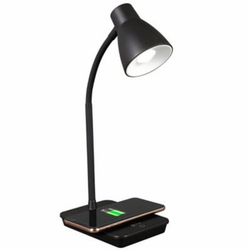 OttLite Infuse LED Desk Lamp with Wireless Charging - Black Perspective: front