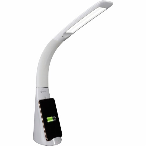 OttLite Wireless Sanitizing Purify Desk Lamp & Phone Charger - White Perspective: front