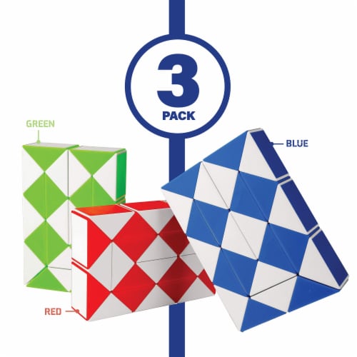 Neliblu 3 Pack Sensory Fidget Snake Cube Twist Puzzles Toys for Kids Perspective: front