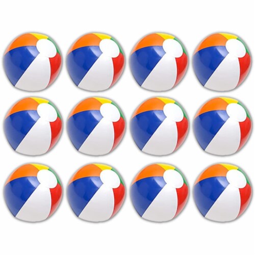 Neliblu 12 Bulk Pack of 12 Classic Inflatable Rainbow Beach Balls