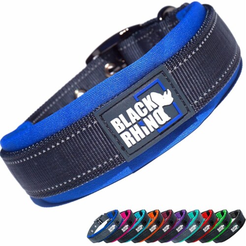 Black Rhino Ultra Soft Neoprene Padded Dog Collar Blue Grey Large Large Jay C Food Stores
