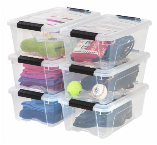 Iris USA, 32 Quart Stack & Pull Clear Plastic Storage Box with Buckles, Gray