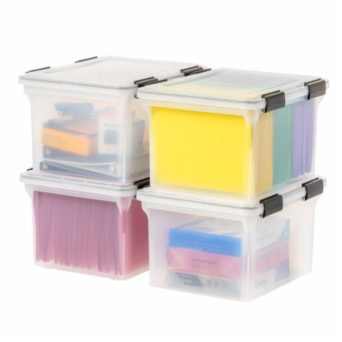 Sterilite Large Nesting ShowOffs, Stackable Small Storage Bin with Latching  Lid and Handle, Plastic Container to Organize Office Files, Clear, 6-Pack