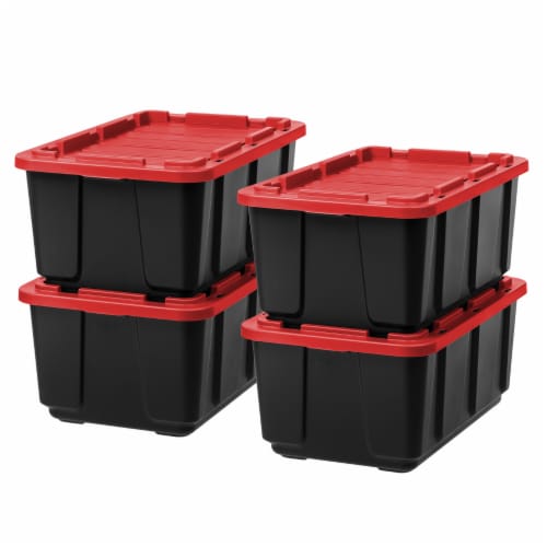 IRIS USA 4 Pack Large Heavy-Duty Storage Plastic Bin Tote