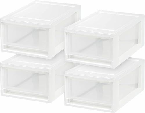 IRIS USA 4 Pack 6qt Plastic Compact Stackable Storage Drawers, White, 4  Units - King Soopers