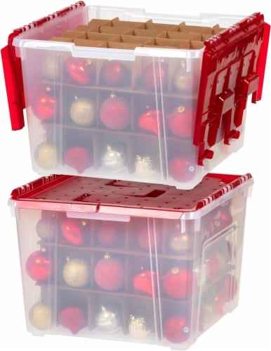 IRIS USA 2 Pack 60qt Plastic Clear Ornament Storage Box with