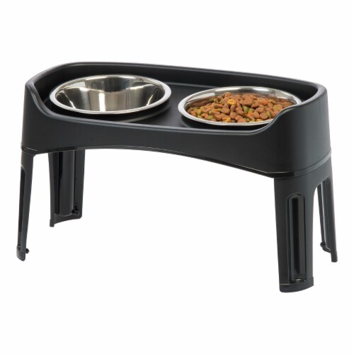 IRIS USA Large Plastic Elevated Dog Bowl with 2 Stainless Steel Bowls, Black,  1 unit - Kroger