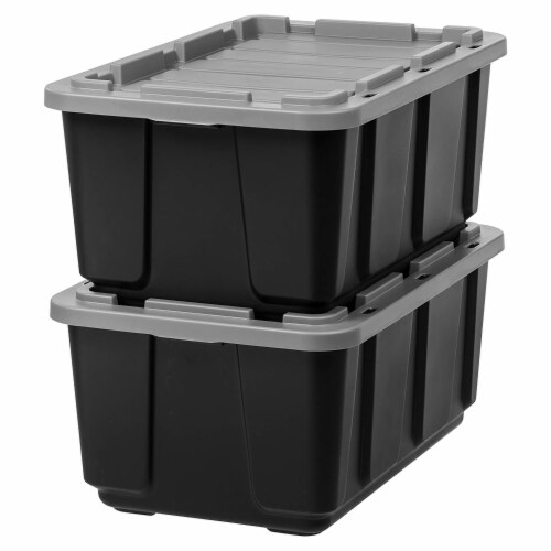 IRIS USA 27 Gallon Stackable Utility Storage Tote with Secure Lid Black (2  Pack), 1 Piece - QFC