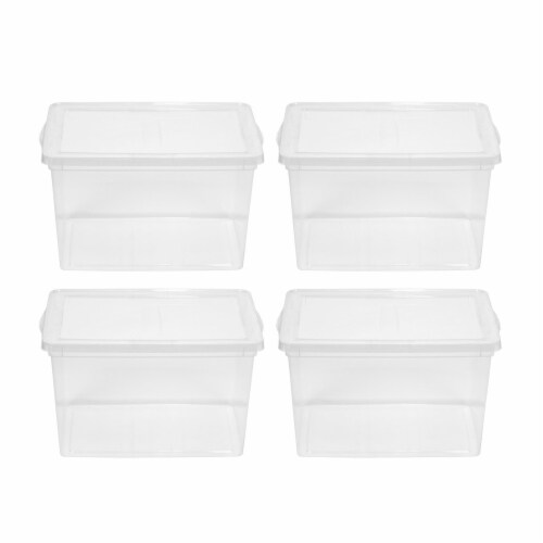 IRIS USA 65 Quart Snap Top Stackable Clear Plastic Storage Box