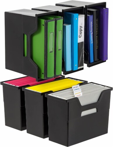 IRIS USA 4Pack Portable Lockable Letter File Box with Handle, File  Organizer, Clear