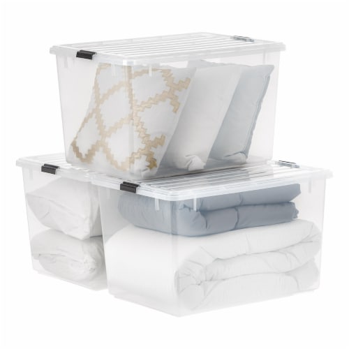 Iris Stack and Pull Plastic Storage Box, Clear, 53 qt